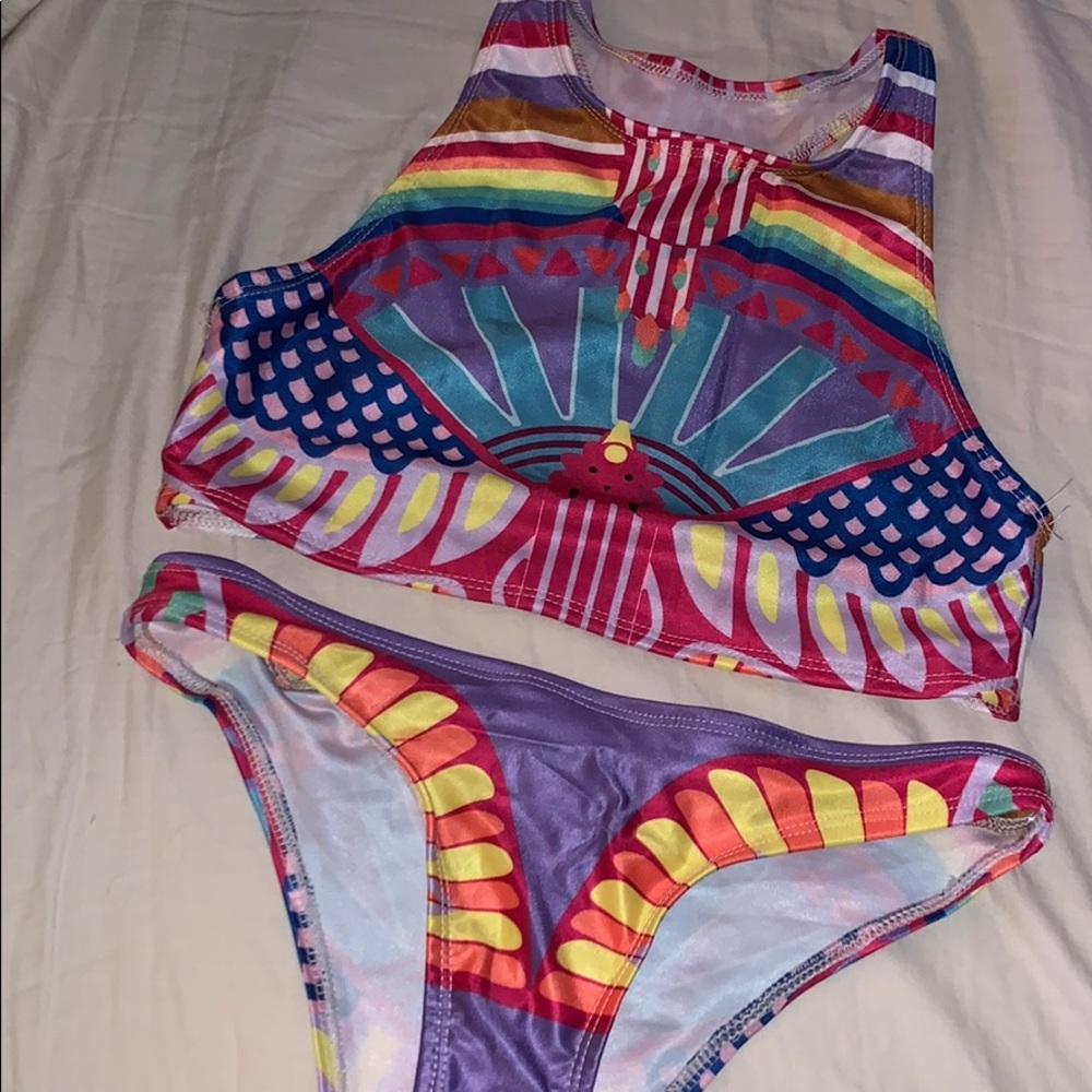 Halter bikini top and cheeky matching bottoms